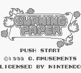 Burning Paper title screen for GameBoy